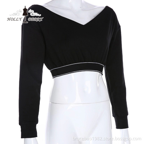 Different Models of Sexy Womens Tops Blouses Black V-neck